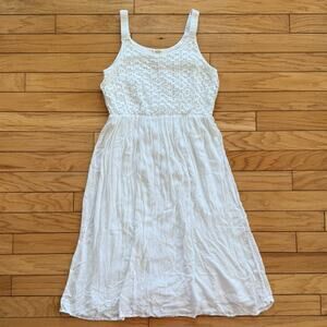 Studio West Boho White Eyelet Lace Bodice Maxi Dress Women's Large ResortWear